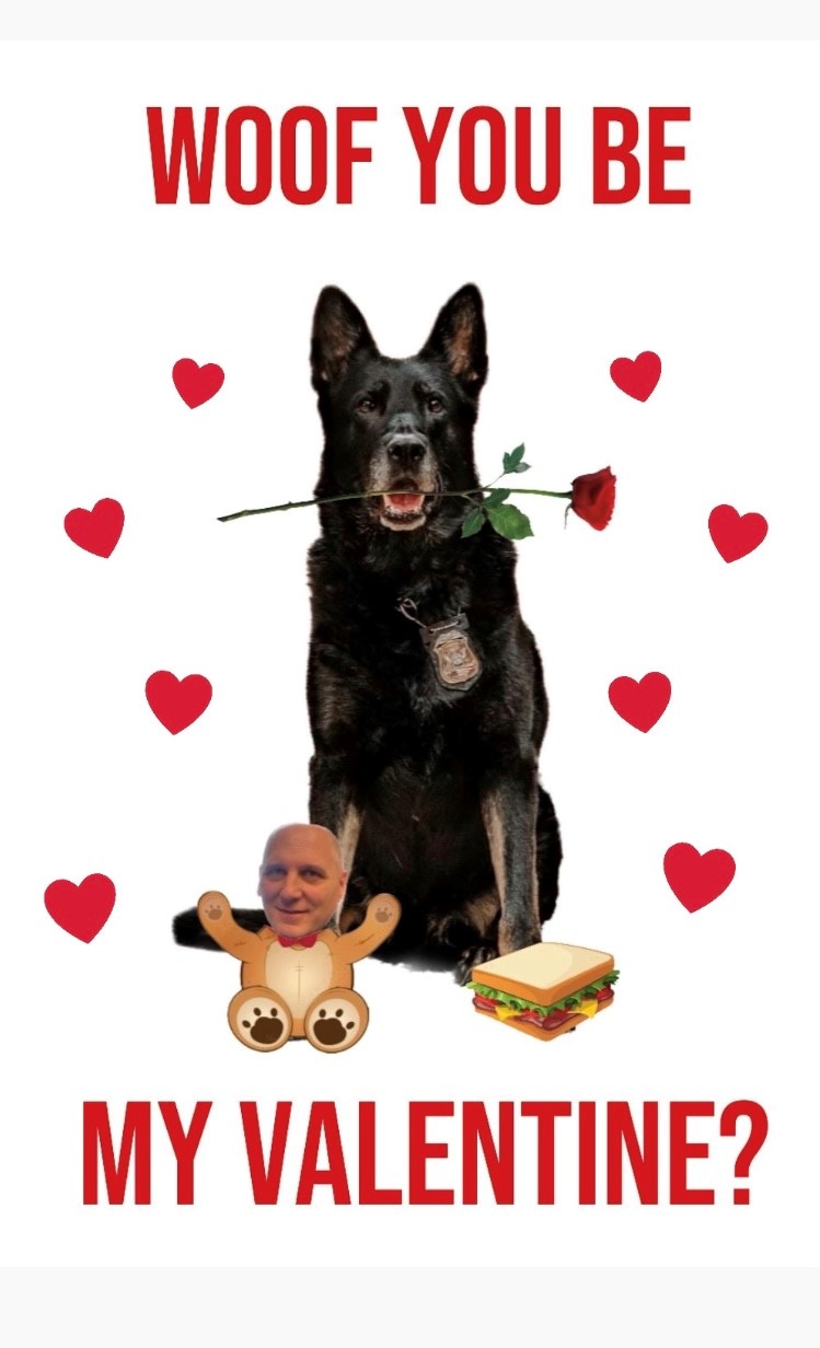 K9 Officer Ice wishes everyone Happy Valentine's Day